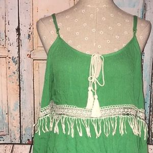 ENTRO~Gauzy Bohemian Bell-Sleeve Cold Shoulder Top